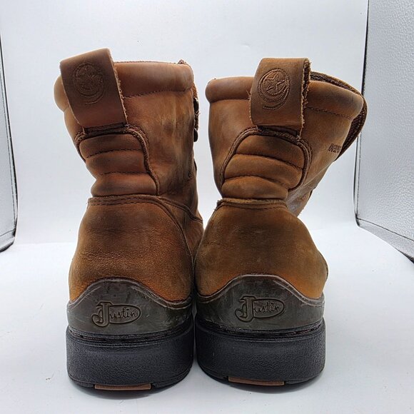 Justin Mens Size 9 D Brown Work Boots Waterproof Outdoors Casual Walking - Picture 5 of 13